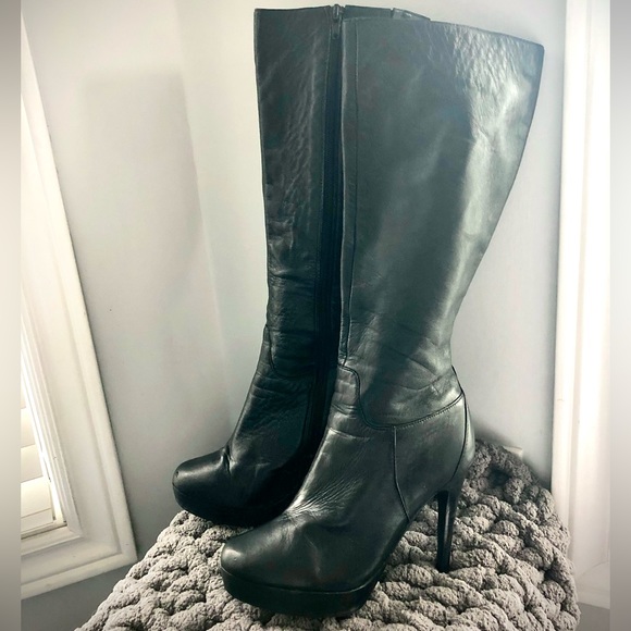 Knee High Leather Stiletto Boots - Picture 3 of 8